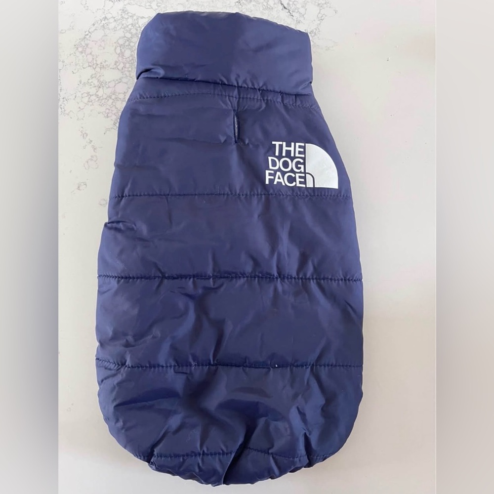 Navy Dog Jacket with the Dog Face Logo - Size Small